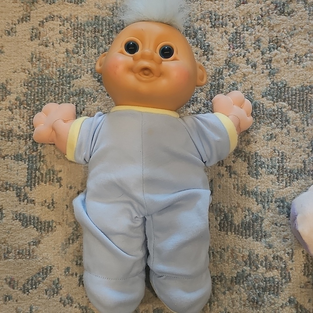 Vintage Russ Baby Troll Doll "12 Inches Blue Hair Pajamas Blue Eyes